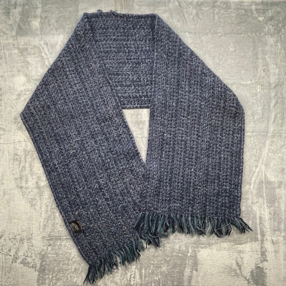 Tapestries Ireland Helena Ruuth Woven Wool Scarf‎ Blue Green Fringe Shawl